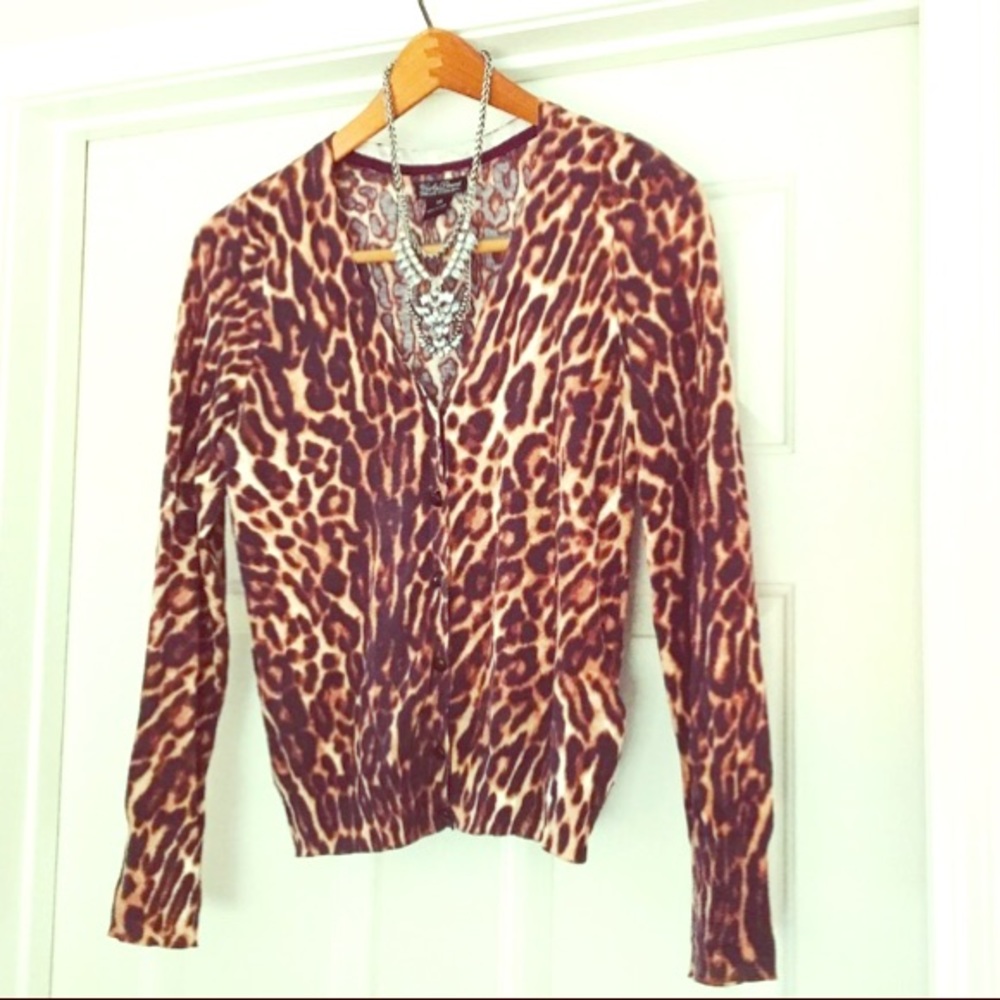 Lucky Brand Leopard Print Cardigan XS